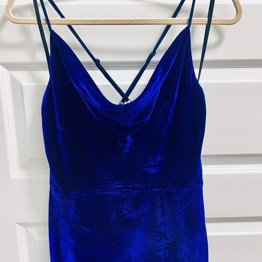 Adelyn Rae Zana Velvet Slipdress Cowl Neck Midi Dress in Sapphire Size L - Picture 5 of 9